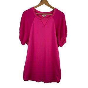 Umgee Womens Pink Cotton Mini Dress Sz S‎ Dolman Sleeve Casual Comfy Everyday